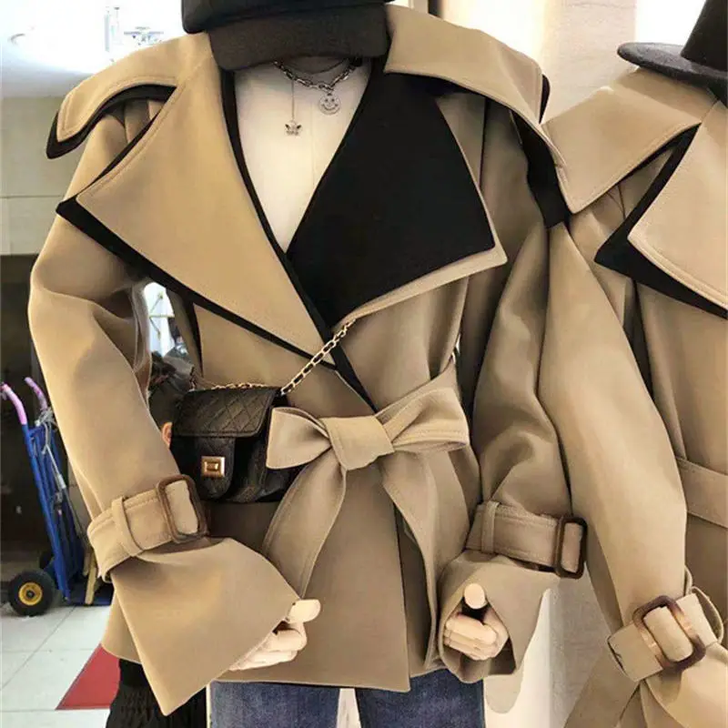 Windbreaker Women's Short 2023 Spring and Autumn Season New Loose and Slim Look British Style Spliced Coat