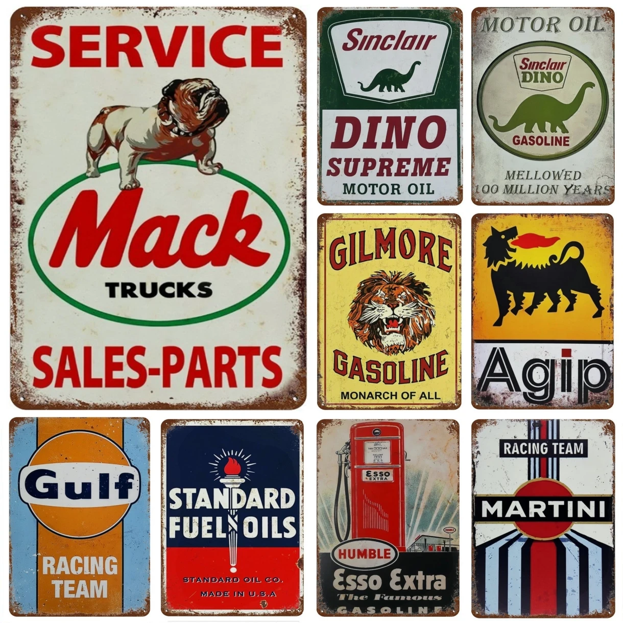 Vintage Motorcycle Oil Gasoline Metal Tin Signs Gulf Esso Agip Man Cave Club Plate Motor Garage Wall Decor Plaque metal wall signs