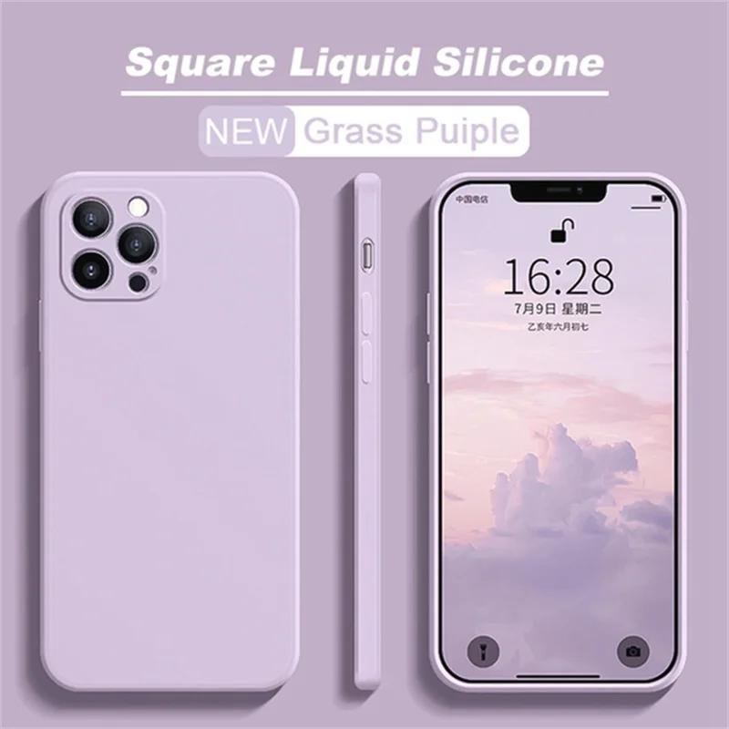 thumbnail image 1 of Original Square Liquid Silicone Phone Case For iPhone 15 14 13 12 11 Pro Max Mini XS Max X XR 8 7 Lens Protection Cover Coque, 1 of 5