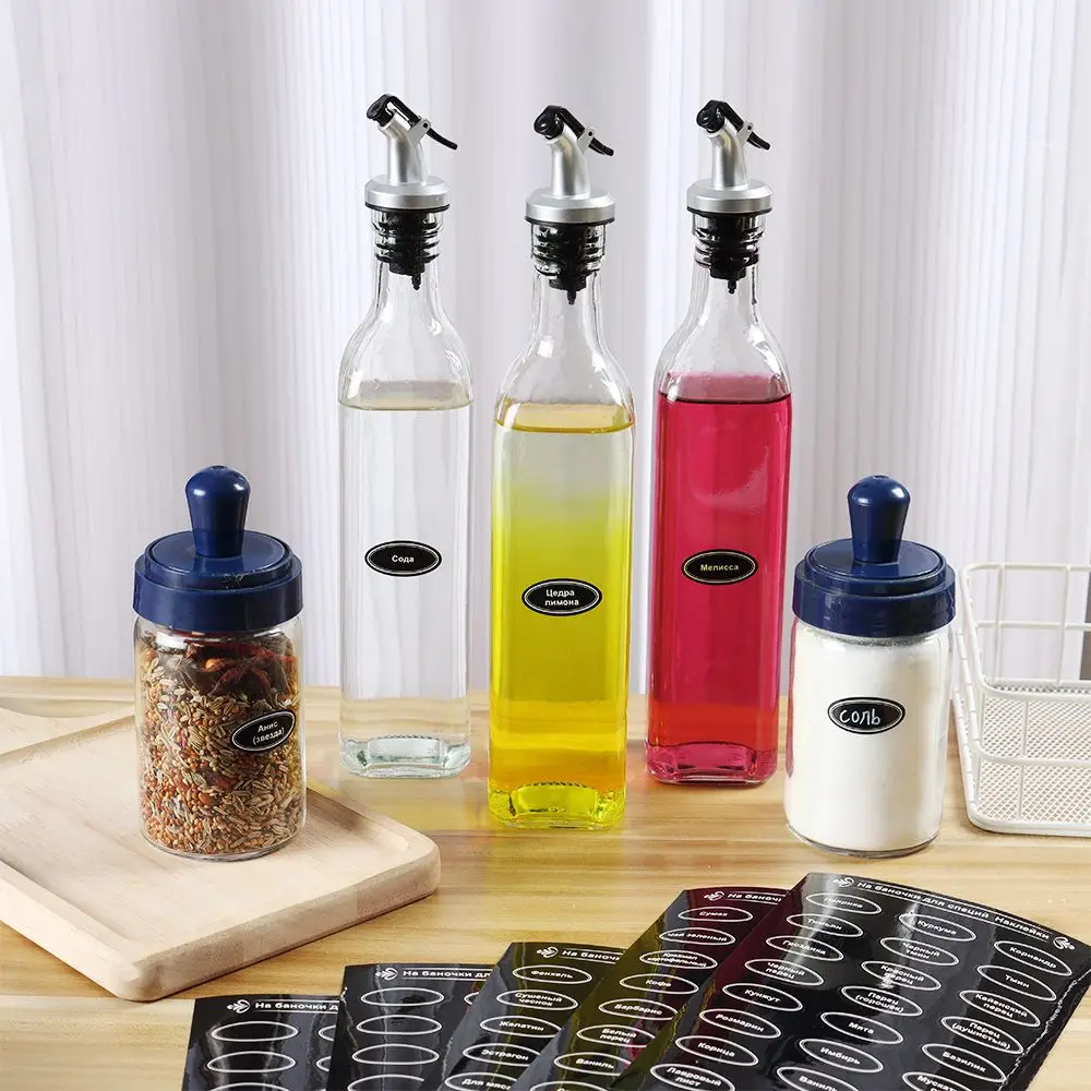 Kitchen Organization Self-Adhesive Waterproof Chalkboard Decal Russian Pantry Labels With Marker Pen Spice Jar Stickers