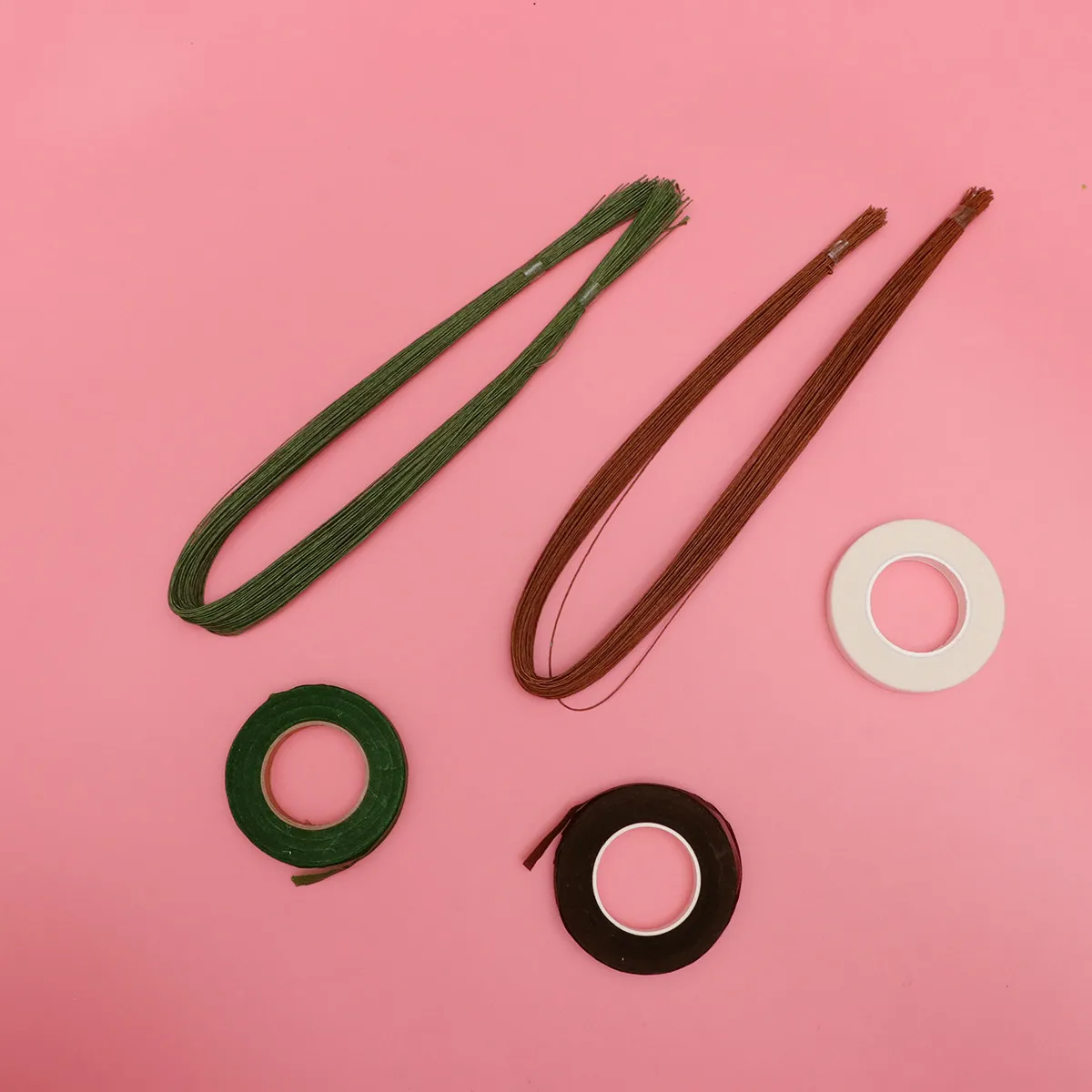 1세트 생화 포장 도구 DIY 꽃 와이어 줄기 액세서리 종이 포장 와이어 꽃 테이프 꽃다발 포장용