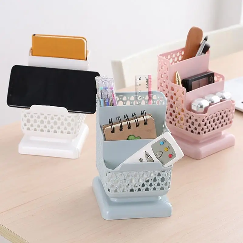 

Pencil Holder For Desk Desktop Stationary Organizer With Three-Compartment Supply Storage Box Art Supply Storage Organizer