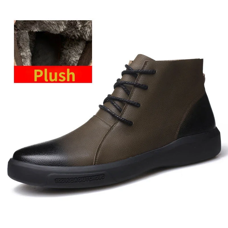 Men Chelsea Boots Genuine Leather Retro Motorcycle Working Casual