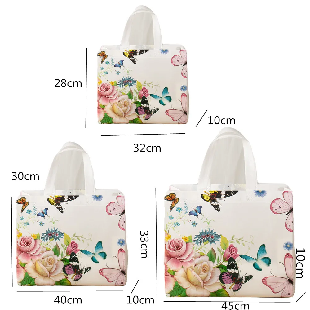 Non-woven Fabric Shopping Bag Women Travel Grocery Bag Waterproof Butterfly Printing Shopping Pouch Eco Folding Bag Storage Bag 6