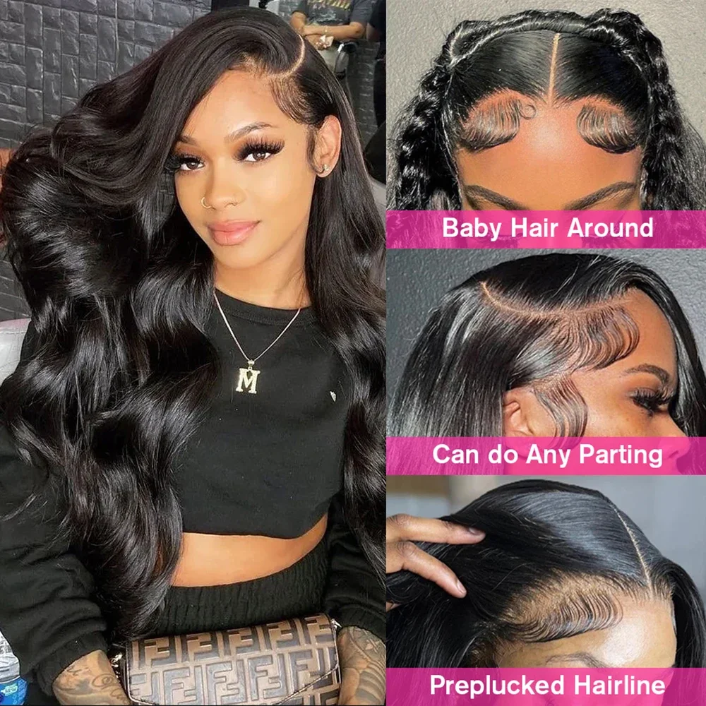 Human Hair Wig Body Wave Lace Front 250 Density Brazilian Hair 13x4 Lace Frontal For Black Women Pre Plucked With Baby