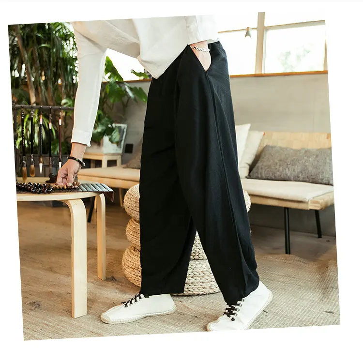 Streetwear Men's Joggers Sweatpants Loose Men Harem Pants Harajuku Style Ankle-Length Trousers Woman  Leg Pants Big black khakis