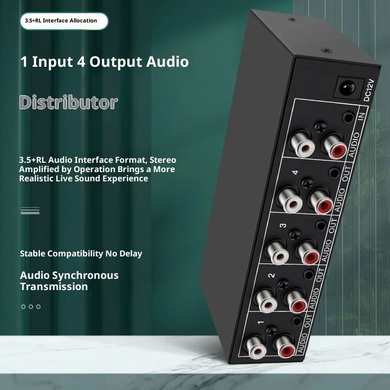 4 in 1 Stereo Audio Selector 4 Inputs 1 Output RCA AUX 3.5mm Passive Audio Switc