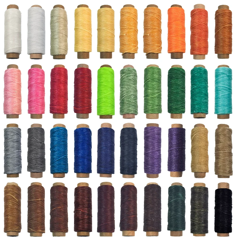 QJH 40 Colors Leather Sewing Waxed Thread,50Yards Per Color, Hand Stitching Thread for Hand Sewing Leather and Bookbinding