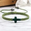 97774-c02c57.jpg Bracelet en corde tressée fait main, turquoise naturelle, croix de Jésus, bracelet réglable pour homme, femme, couple, bijoux religieux porte-bonheur, cadeau
