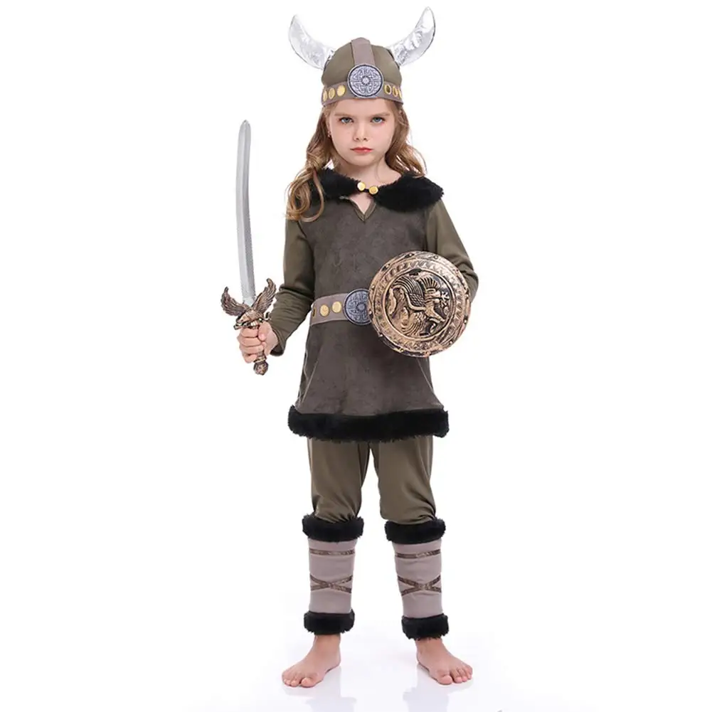 Kids Medieval Pirate Viking Cosplay Fantasy Costume Disguise for Boys Girls Children Clothing Coat Pants Outfits Halloween Suit