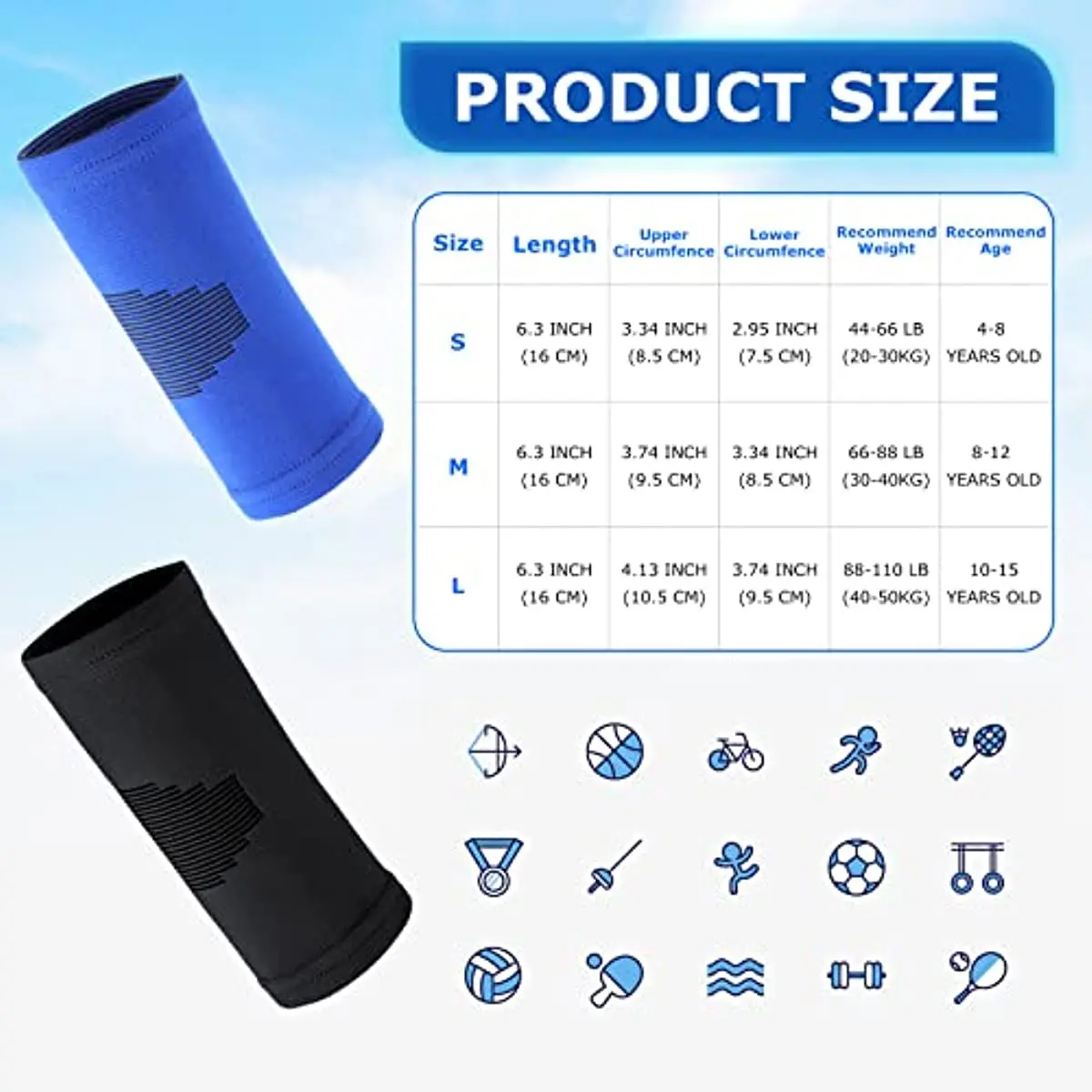 1Pair Kids Knit Elbow Brace Support Compression Arm Protection Sleeves for Volleyball Weightlifting Tennis Tendonitis BEST SELLERS