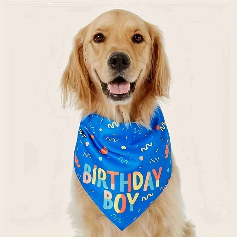 1pc Pet Birthday Triangle Towel, Dog Saliva Towel, Dog Scarf For Birthday Party Decoration
