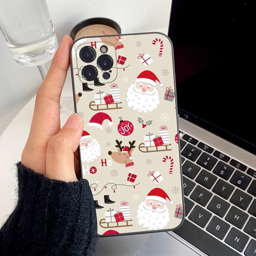 thumbnail image 1 of Funda de teléfono de Año Nuevo de dibujos animados de Navidad para iPhone 15 14 11 12 13 Mini Pro XS Max Cover 6 7 8 Plus X XR SE 2020 Funda Shell, 1 of 4