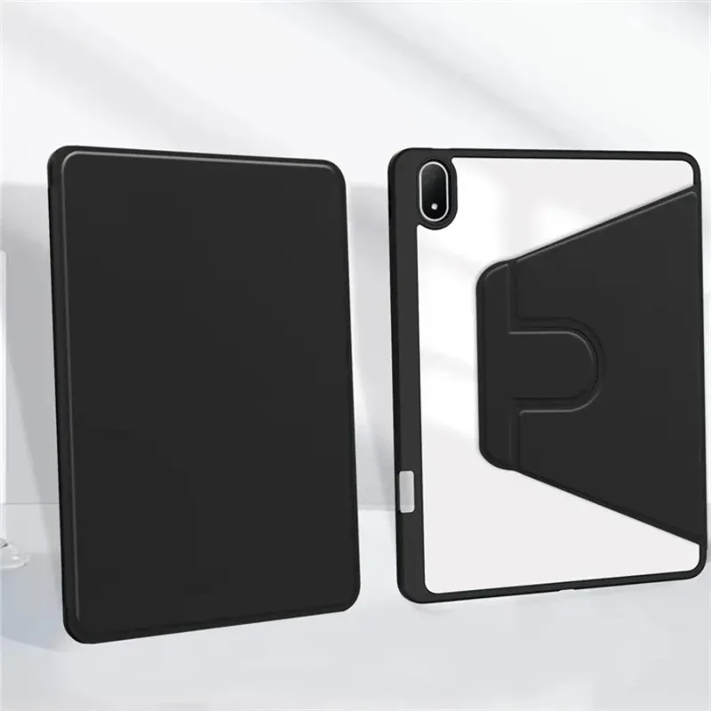 Enhanced Acrylic Hard Case with 360° Rotating Stand and Pen Holder, Clear Protective Cover