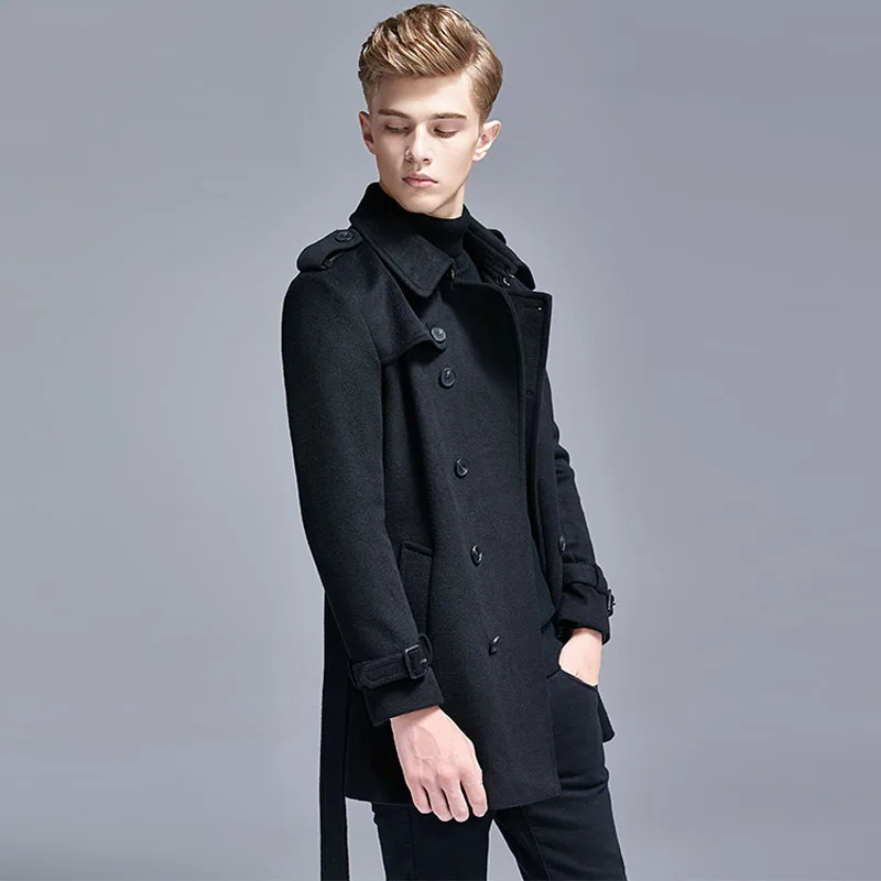 

Winter Wool Duffle Coat Men's Long Slim Korean-style Cashmere Wool Woolen Jacket Double Breasted Trench Coats Men 5XL 6XL