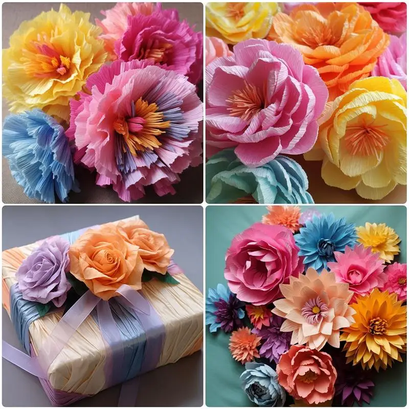 250*50cm Crinkled Crepe Paper Flower Wrapping Craft DIY Paper Streamer Scrapbooking Origami Party Decoration Packing Material - 6