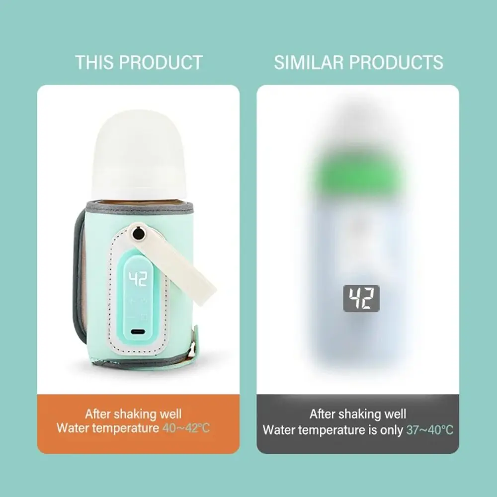 LED Display Portable Baby Bottle Warmer Temperature Adjust 24H Constant Temperature Milk Bottle Insulation Sleeve
