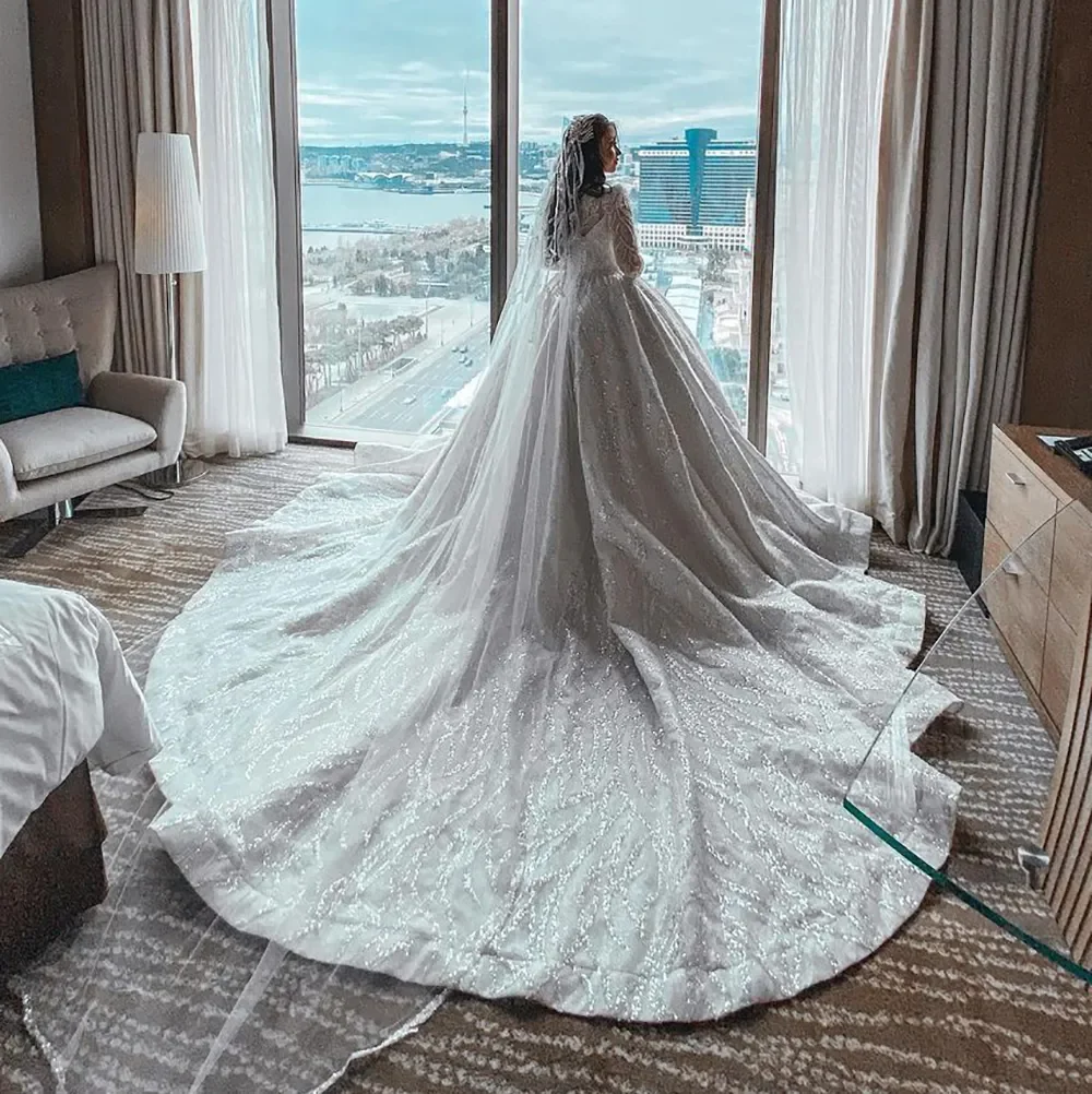 fitted lace wedding dress Beaded and Sequin Wedding Dress Long Sleeves – loveangeldress