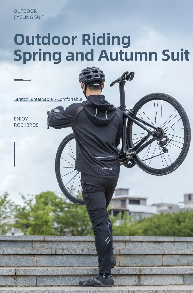 ROCKBROS Men Cycling Jackets Spring Summer Breathable Quick Dry Bike Hooded Jacket MTB Road Sports Cycling Tops Coat Windbreak