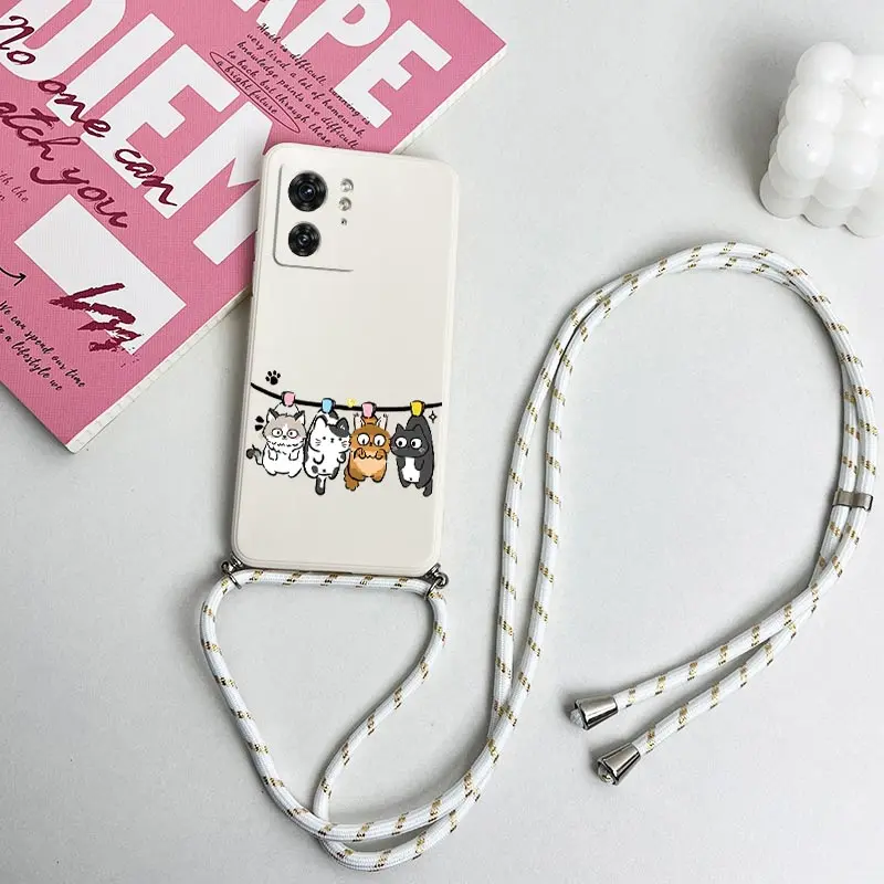 EDGE40 Four Little Cats Silicone Lanyard Phone Case