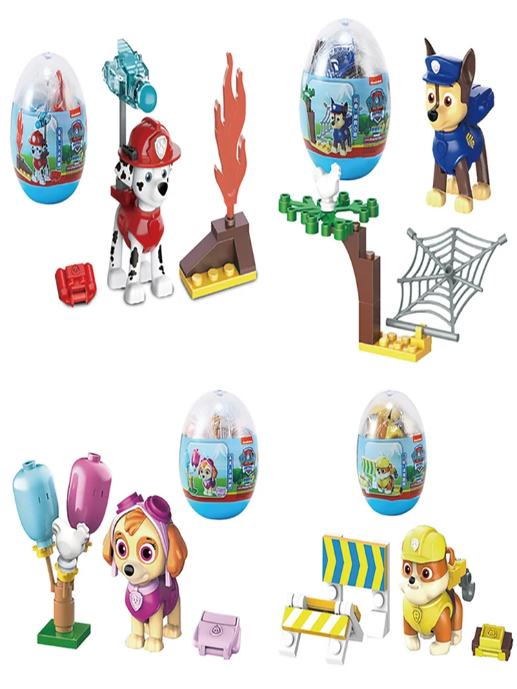 Casuale 1 Paw Patrol Egg Block Action Figure Gashapon Puppy Toy Mighty Pup Super Paws Chase Marshall Skye Macerie Anime Rescue Toy