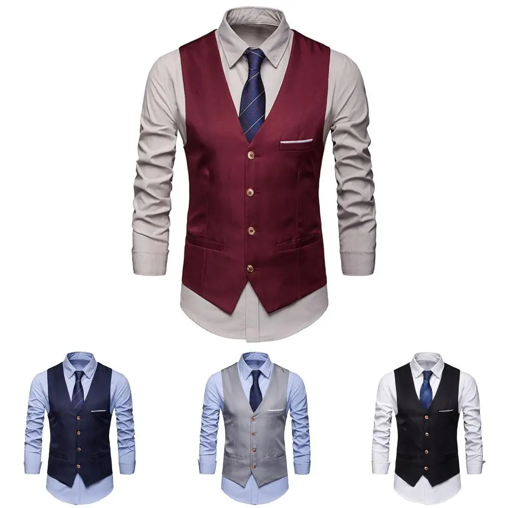 Dress Vests Men Business Waistcoat Soft Texture Formal Vest Sleeveless for Work