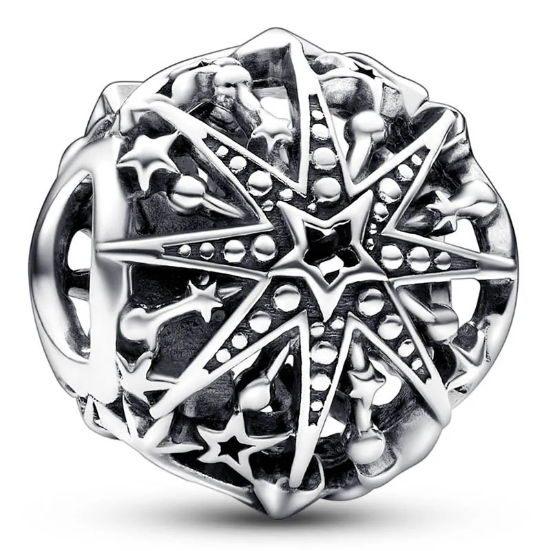 

Original Moments Celestial Snowflake Bead Charm Fit Pandora 925 Sterling Silver Bracelet Bangle Diy Jewelry