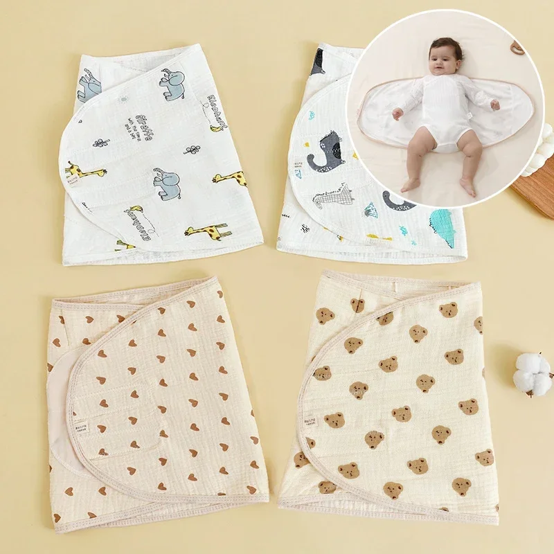 Baby Swaddle Blanket 0-6 Months Strap Protect Belly Baby Sleeping Blanket Wrap for New Born Thin-style for Summer 2