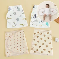Baby Swaddle Blanket 0-6 Months Strap Protect Belly Baby Sleeping Blanket Wrap for New Born Thin-style for Summer 2