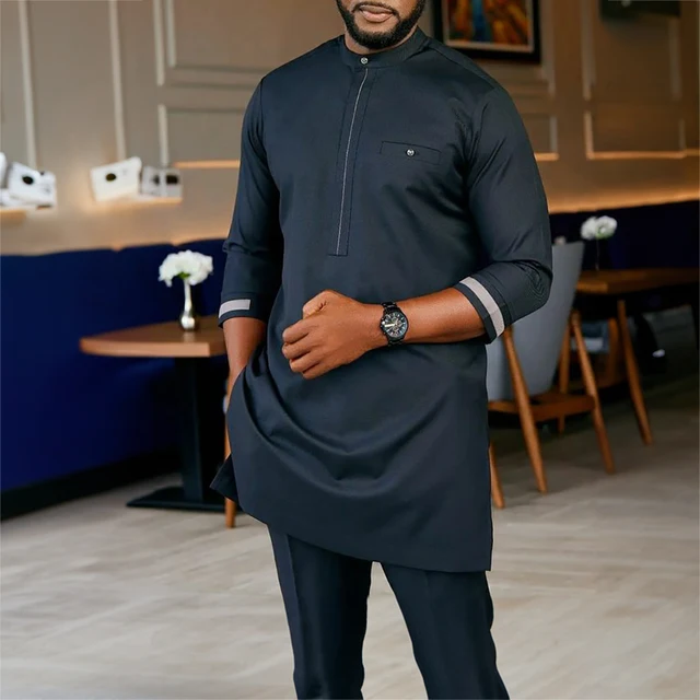 Kabiru 3/4 Sleeve O-neck Shirt Dashiki Outfit - Image 2