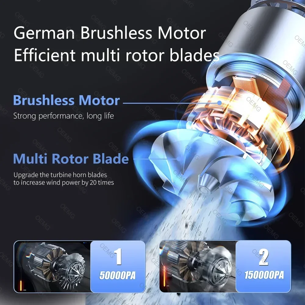 Mini aspiradora inalámbrica portátil para coche, máquina de limpieza de succión fuerte, limpiador de coche para electrodomésticos, 135000PA - Imagen 4