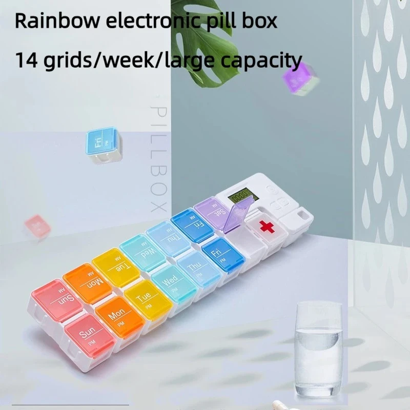 Weekly Pill Organizer with Alarm - Large Capacity AM/PM Vitamin and Medication Storage Box
