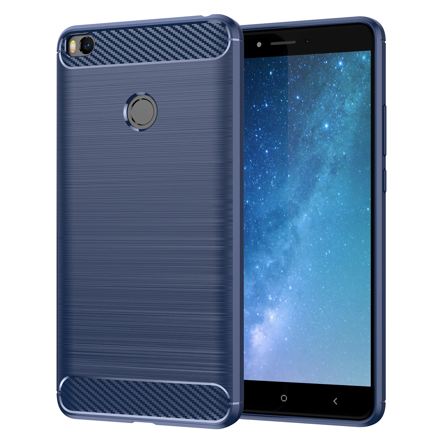 Shockproof Carbon Fiber Silicone Phone Case - Black
