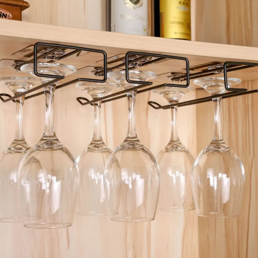 EasyInstallationIronWineRackGlassHolderHangingBarShelf