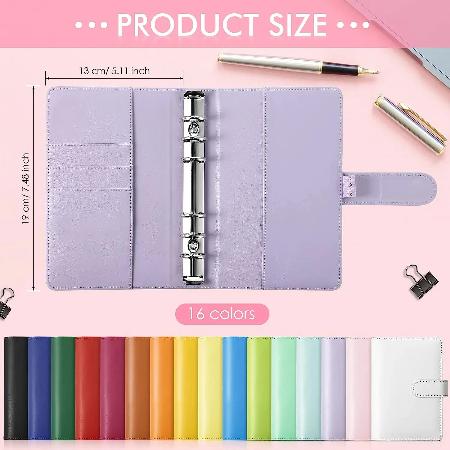 Notebook A6 PU Colorful Money Budget Planner Binder Zipper EnvelopesCash Envelopes for Budgeting Money Organizer for Budget