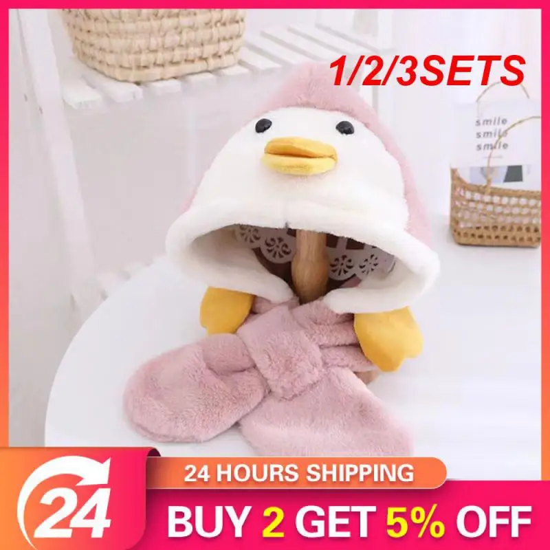 1/2/3SETS Hat Durable And Practical Comfortable And Skin-friendly Fluffy Lovely Winter Essentials Ear Protection Hat Cute Design