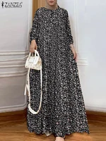Women Vintage Long Sleeve Printed Dress 2025 ZANZEA Fashion Muslim Abaya Robe Femme Ramadan Hijab Sundress Islamic Clothing