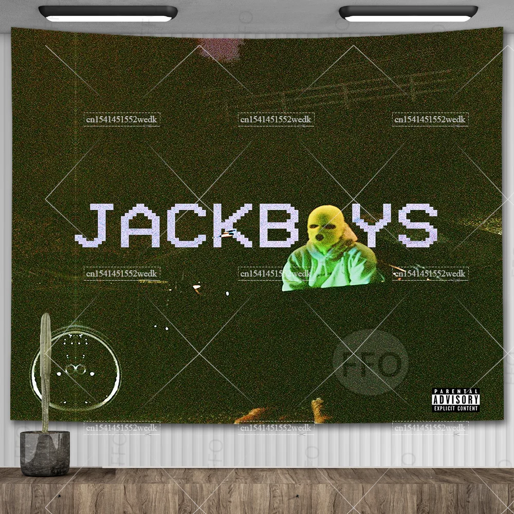 Travis Scott Tapestry Album Jackboys Cover Wall Hanging Tapestry Aesthetic Room Decoration Tapestries Home Decor Wallpapers
