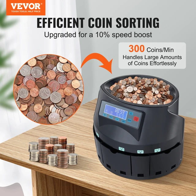 SucceBuy 230/300 Coins/Min USD Coin Sorter Counter Professional Electric Automatic Machine LED Display for School Shop Bank Home 2 SucceBuy 230/300 Coins/Min USD Coin Sorter Counter Professional Electric Automatic Machine LED Display for School Shop Bank Home 2