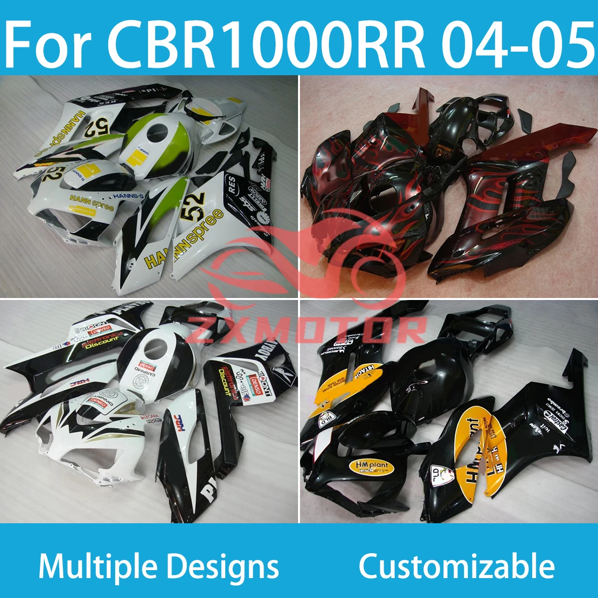 

Настраиваемый комплект обтекателей CBR1000RR 2004 2005 для HONDA CBR 1000RR 04 05, Обтекатели для мотоциклов с литьем под давлением ABS