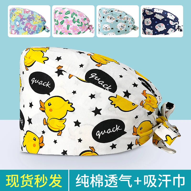 

Surgical Cap Female Printed Cartoon Cute Cotton Operating Room Hat Men's Hospital Baotou Cap Stomatologist Nurse Cap