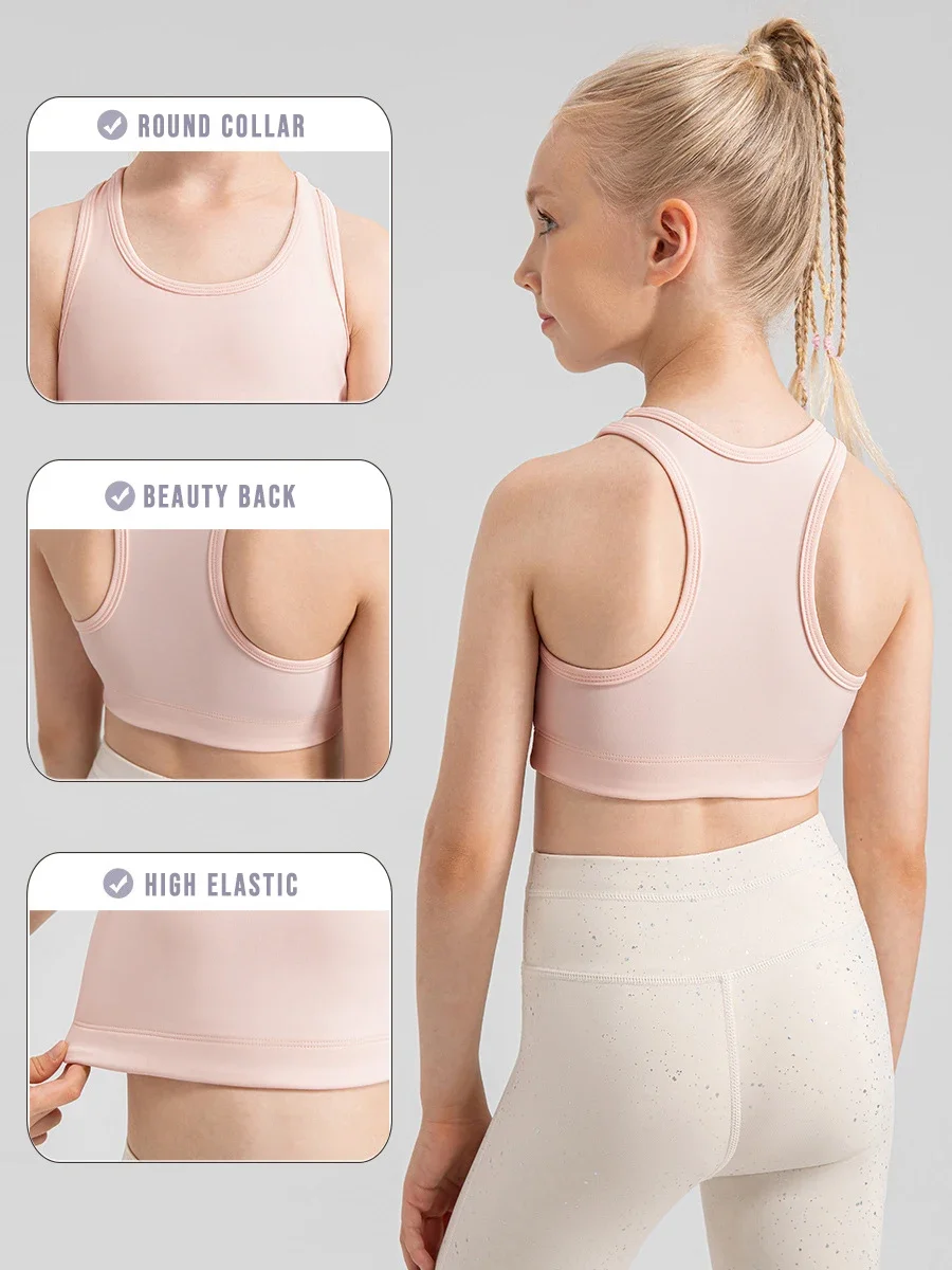 Deep Pressure Vest Girls' Seamless Yoga Vest with Removable Padding Slim Fit Workout Tank Top Breathable High Stretch Running Tennis Sports Bra