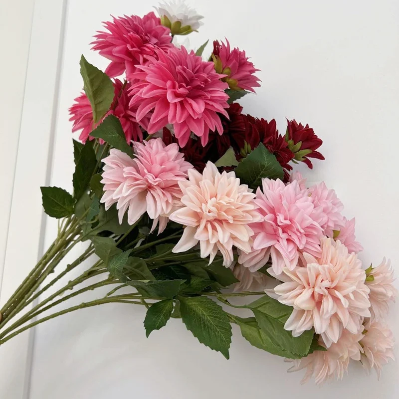 Realistische Seiden-Dadlias für Hochzeit, Party, Weihnachtskranz, Geburtstag, DIY, Zuhause, Büro, Vase, Dekoration, künstliche Blume