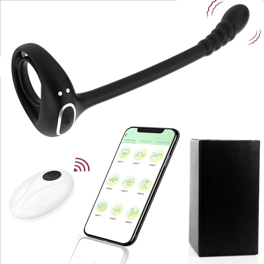 App-gesteuerter Penisring-Vibrator für Männer, Hodenmassage, Prostata-Stimulation, Analplug-Masturbator, Sexspielzeug für Erwachsene_voghion.com