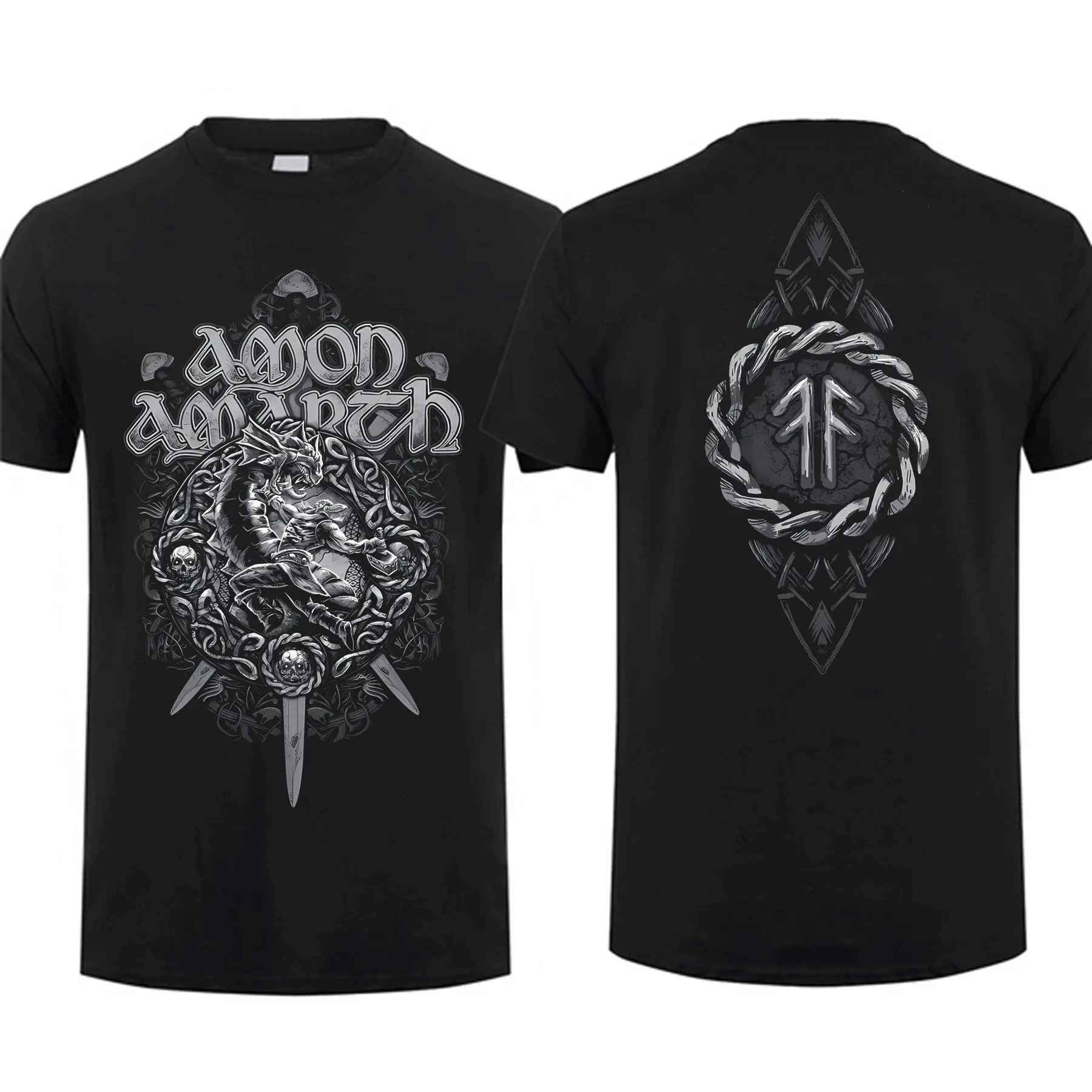 Amon Viking Horses Men's T Shirt Fashion Black By Amarth Oversized Cotton T-shirt Men Graphic Vintage Clothing Streetwear S-4XL