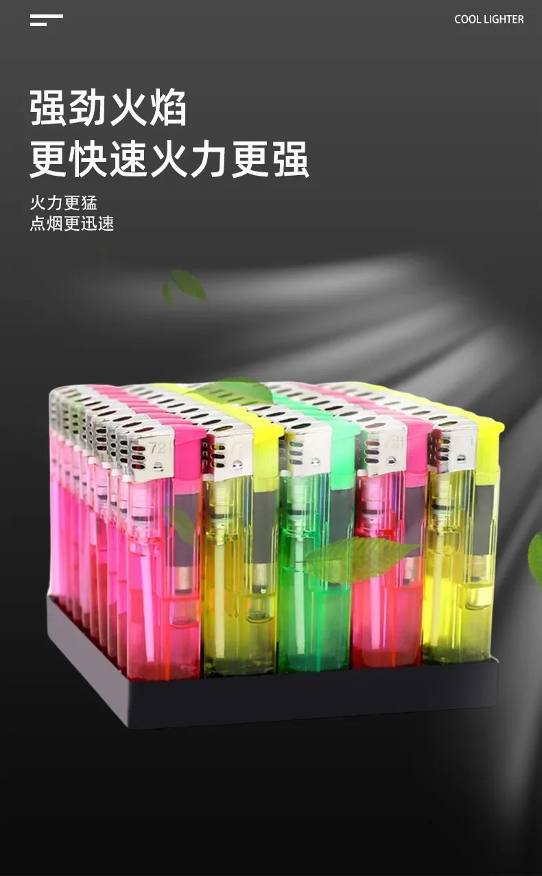 Description Picture 4 of item2024 Wholesale Transparent Plastic Lighter Electronic Open Flame Cigarette Lighter Supermarket Promotional Gift Men'S Cigarette