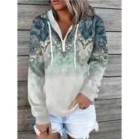 Plus Size New Women's Print Hooded Sweatshirt Kangaroo Pocket Long Sleeve Warm Hoodie Female Autumn Casual Loose Tops