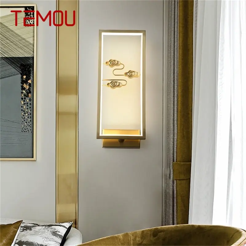 

TEMOU Brass Wall Indoor Light Modern Luxury Design Sconce LED Lamp Balcony For Home Living Room Corridor