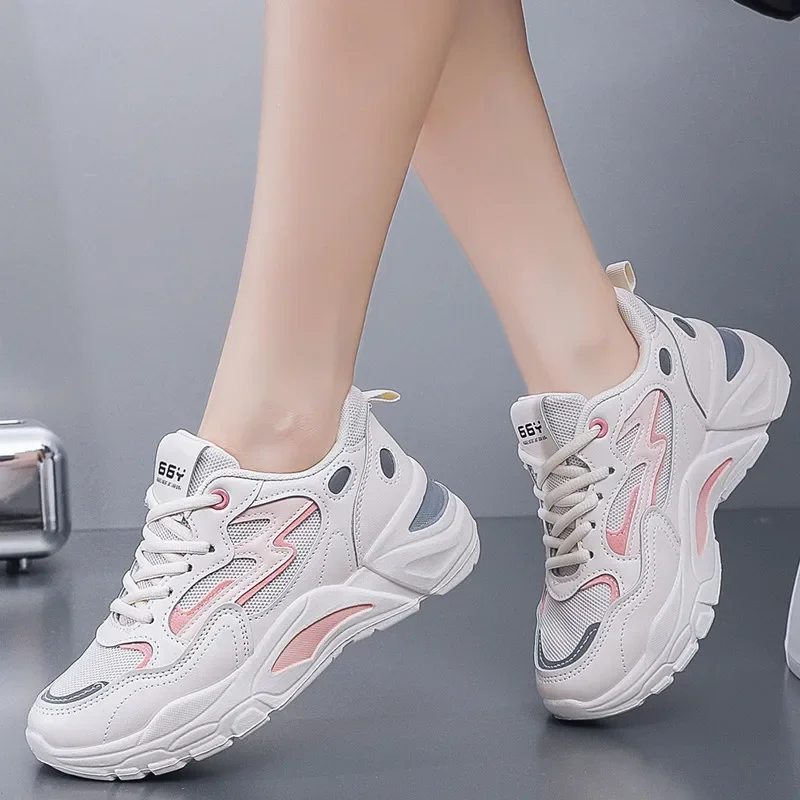 Tennis Shoes Women Fashion Breathable Mesh Shoes Lace-up Thick Sole Platform Sneakers Woman Casual Sneaker Zapatos Mujer