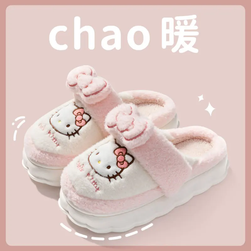 Sanrio Hello Kitty Plush Slipper Women Women Warm Home Winter